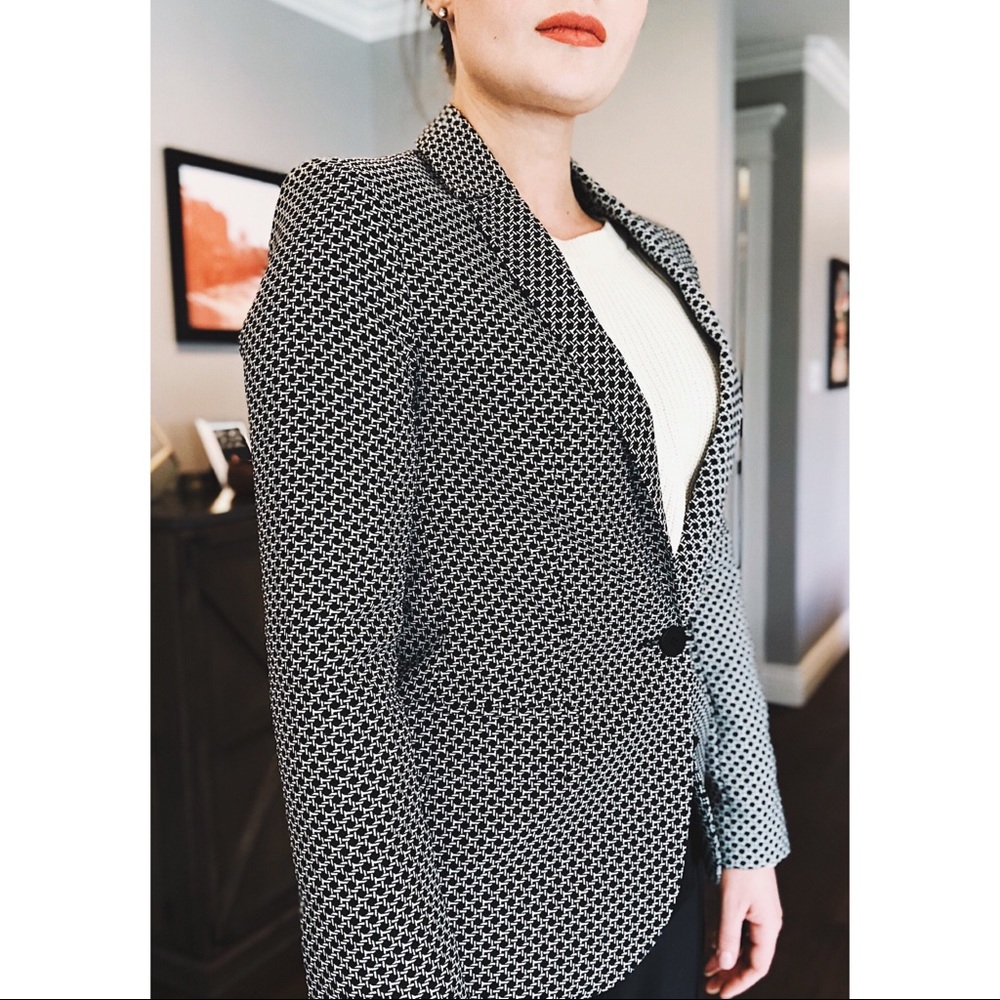 Topshop Black & White Print Blazer